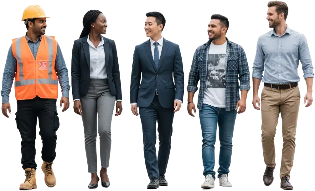 A diverse group of business people representing occupational health services