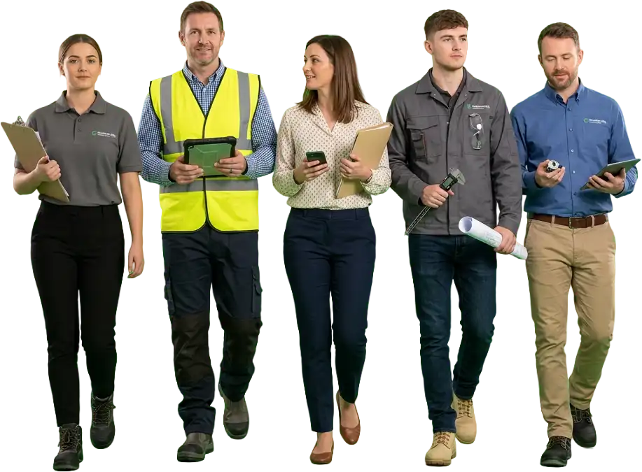 Occupational health workforce in Cheshire featuring office staff, engineers and logistics professionals
